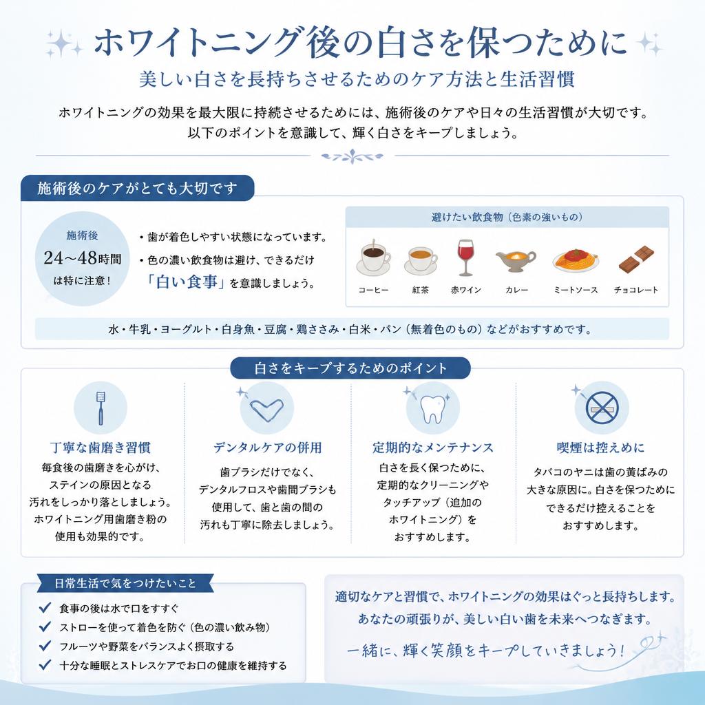 ホワイトニング後のケアと維持方法