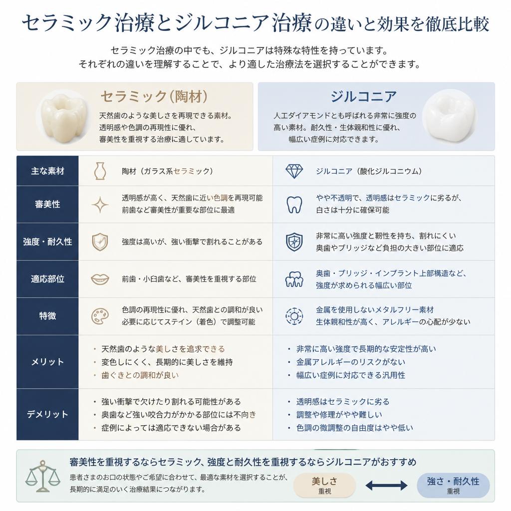 セラミックとジルコニアの違い