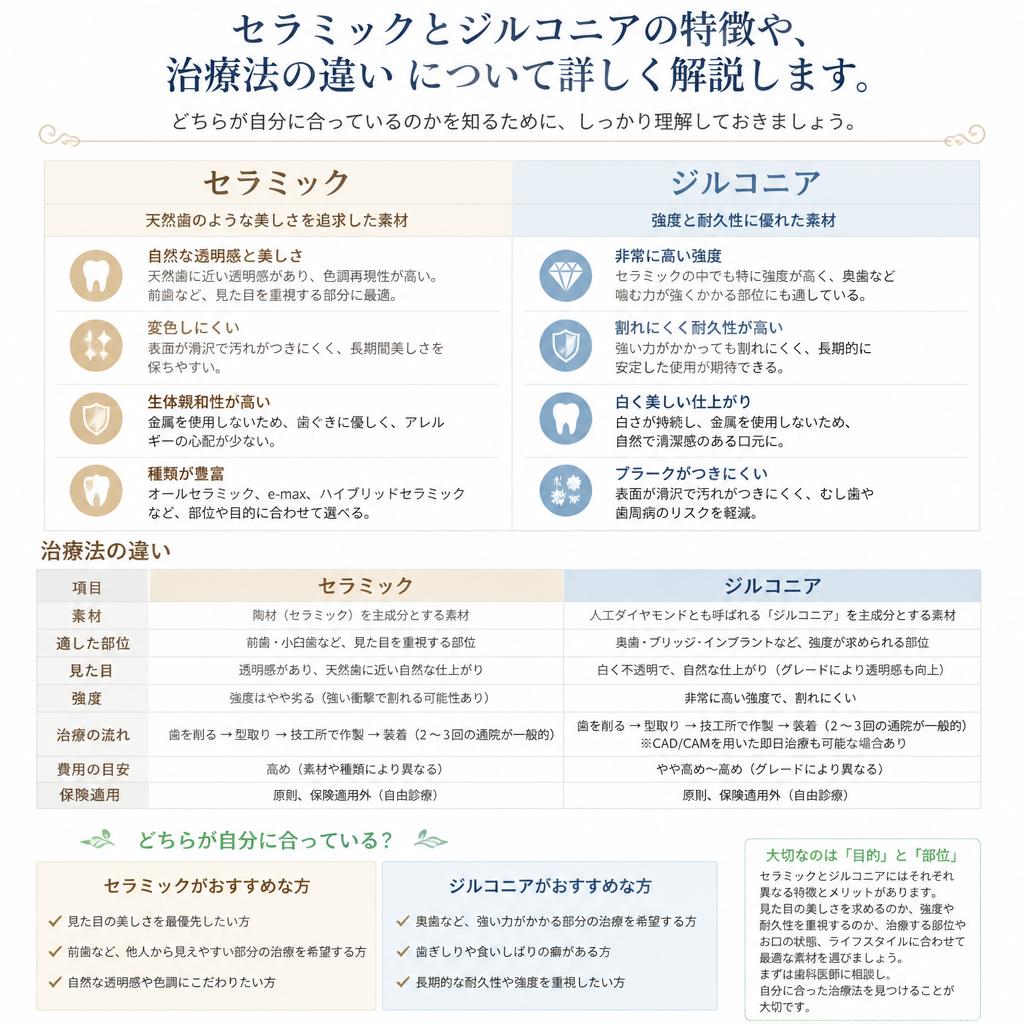 セラミックとジルコニアの違い