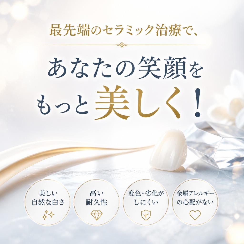最先端のセラミック治療で、あなたの笑顔をもっと美しく！