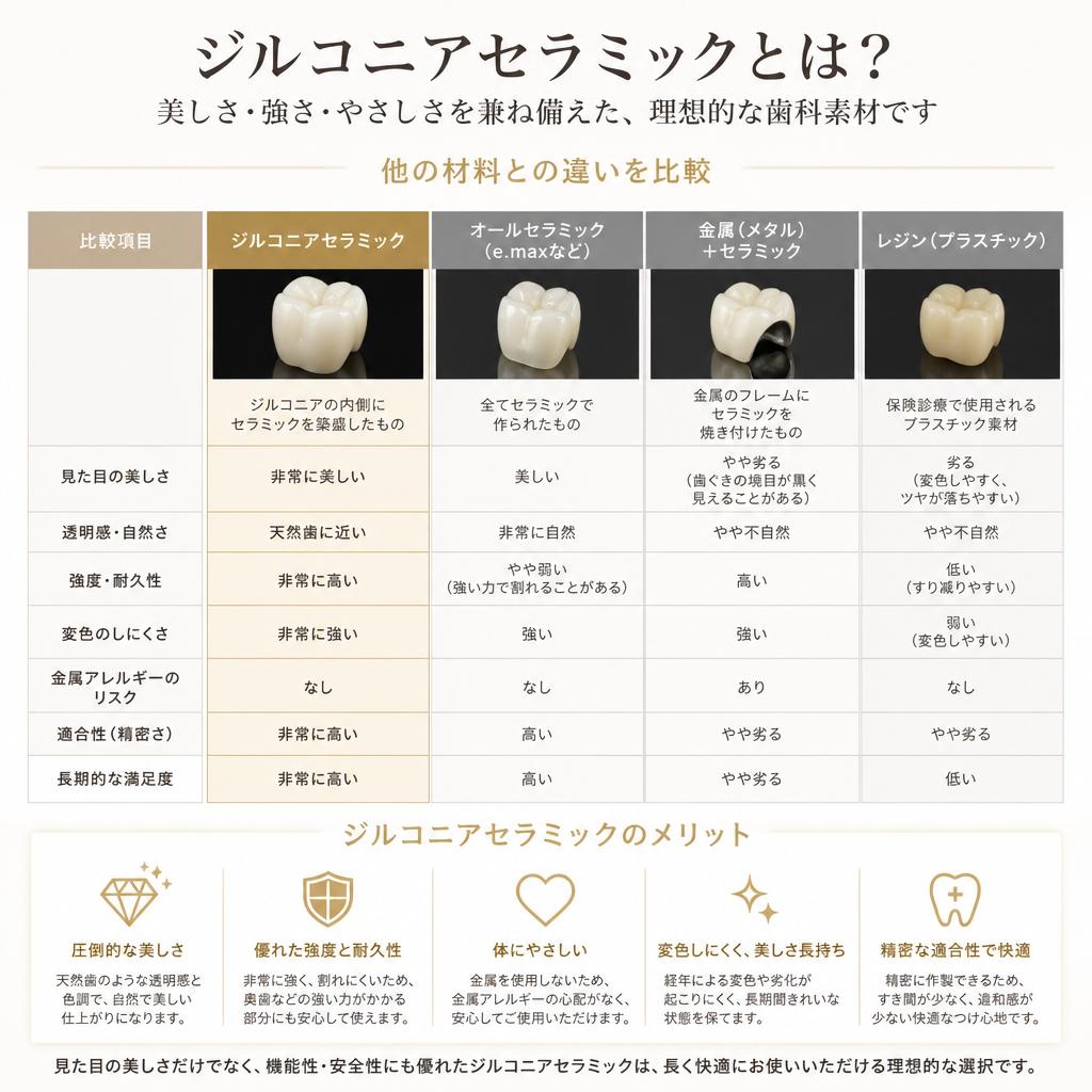 ジルコニアと他セラミックの違い